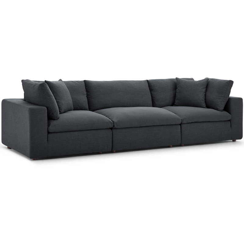 Ensemble de canapé modulaire rembourré en duvet 3 pièces Copper Grove Hrazdan par Modway, gris