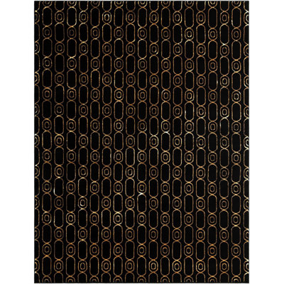 Contemporary Vincente Area Rug Black and Gold Color