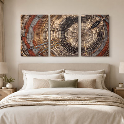 "Brown and Red Tree Ring", ensemble de 3 toiles murales