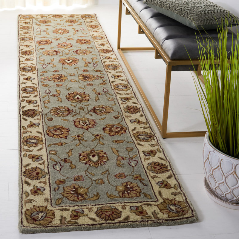 Cloverdale Hand-Hooked Ivory/Grey Area Rug, Runner 2'3" x 9'