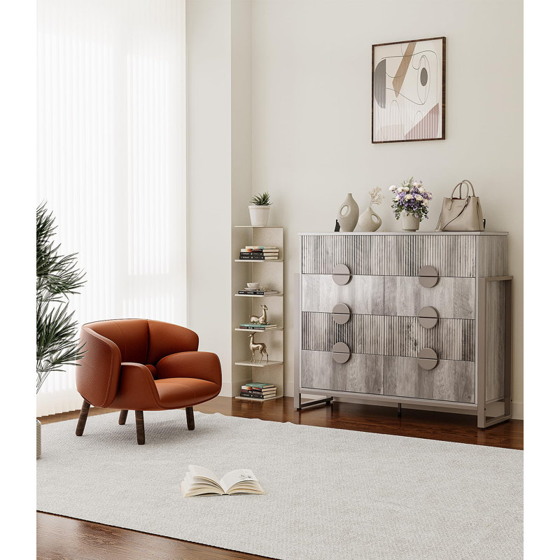 Ensemble de chambre à coucher 2 pièces Wrought Studio ™ - Commode 8 tiroirs cannelés et tables de chevet cannelées 2 tiroirs