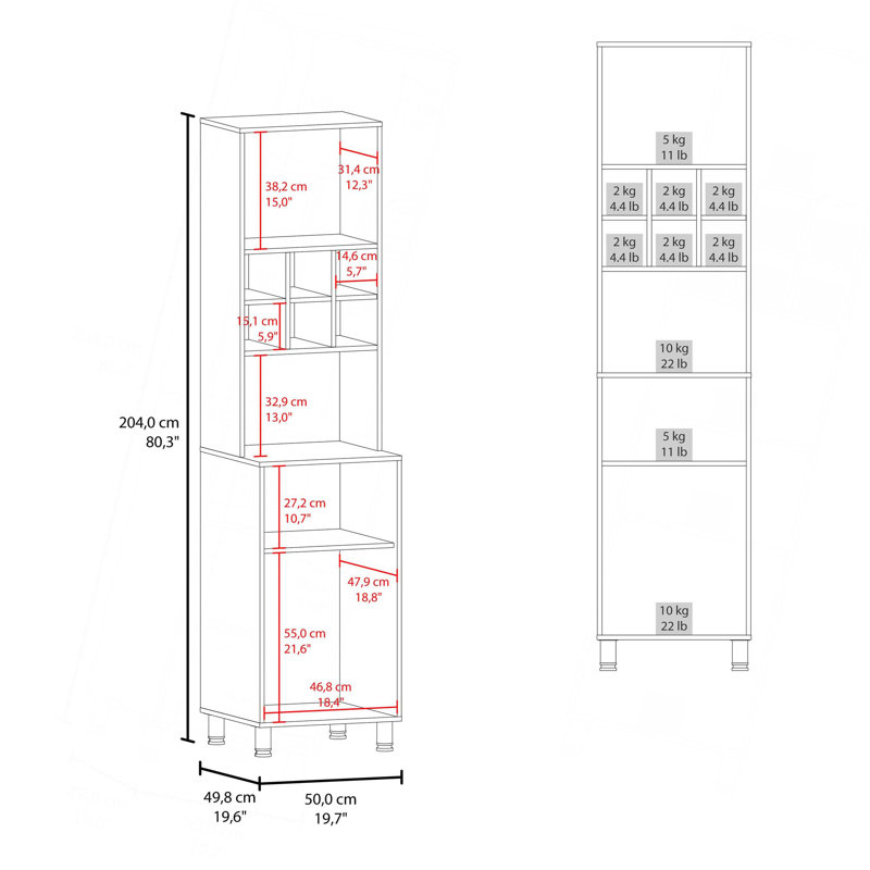 White Kitchen Pantry With Pneumatic Door And Open Storage