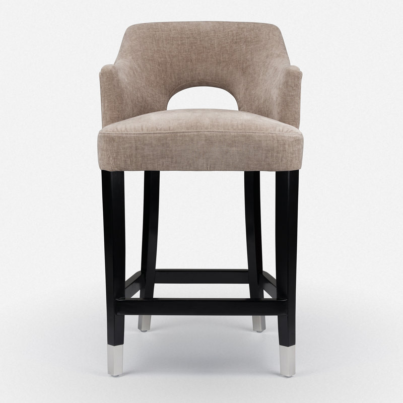 Upholstered Wooden Frame Bar Stool, Brown