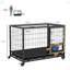 Heavy Duty Dog Crate With Bowl Holder, Strong Steel Dog Crate With Wheels