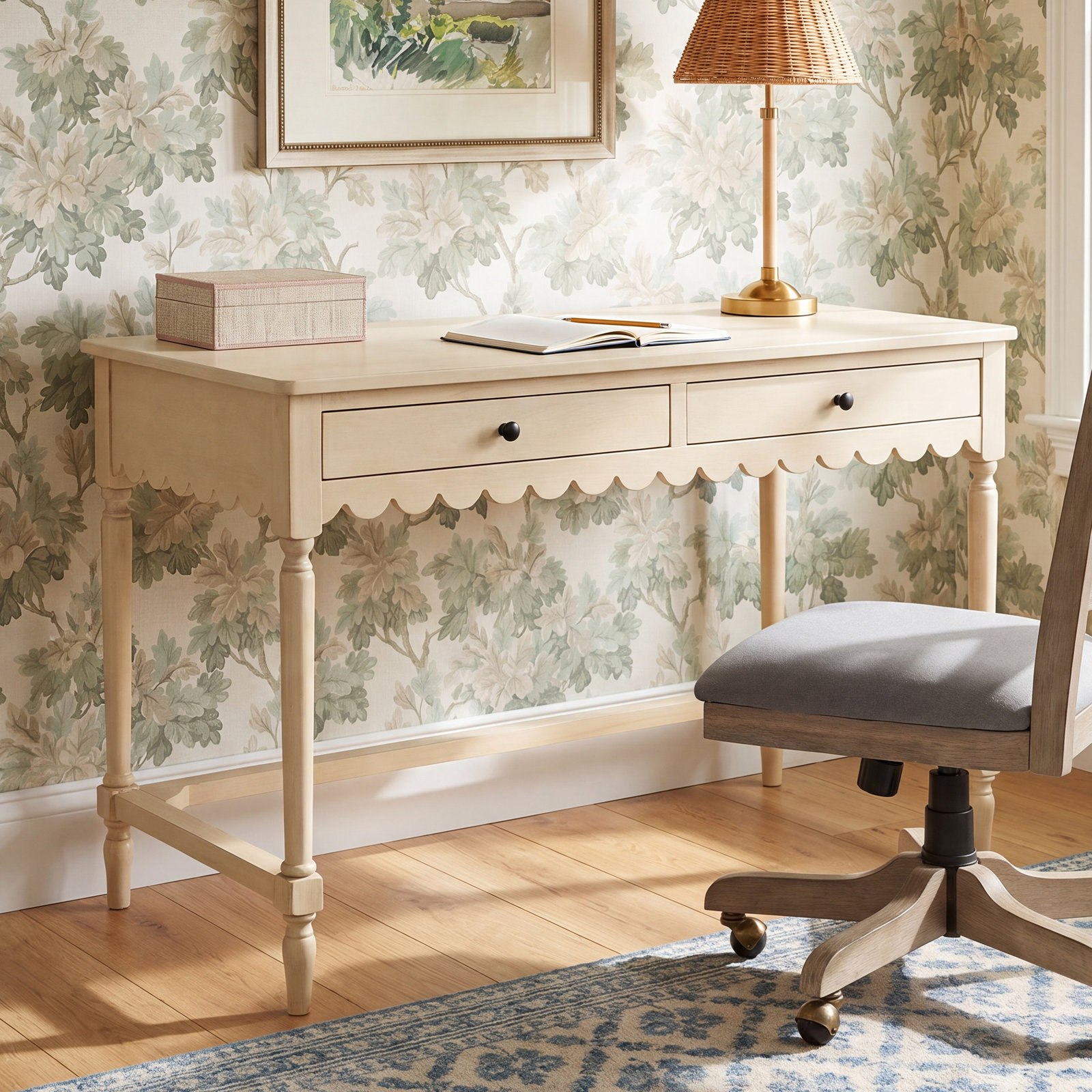 Branden 42" Pine Writing Desk, Sage Green