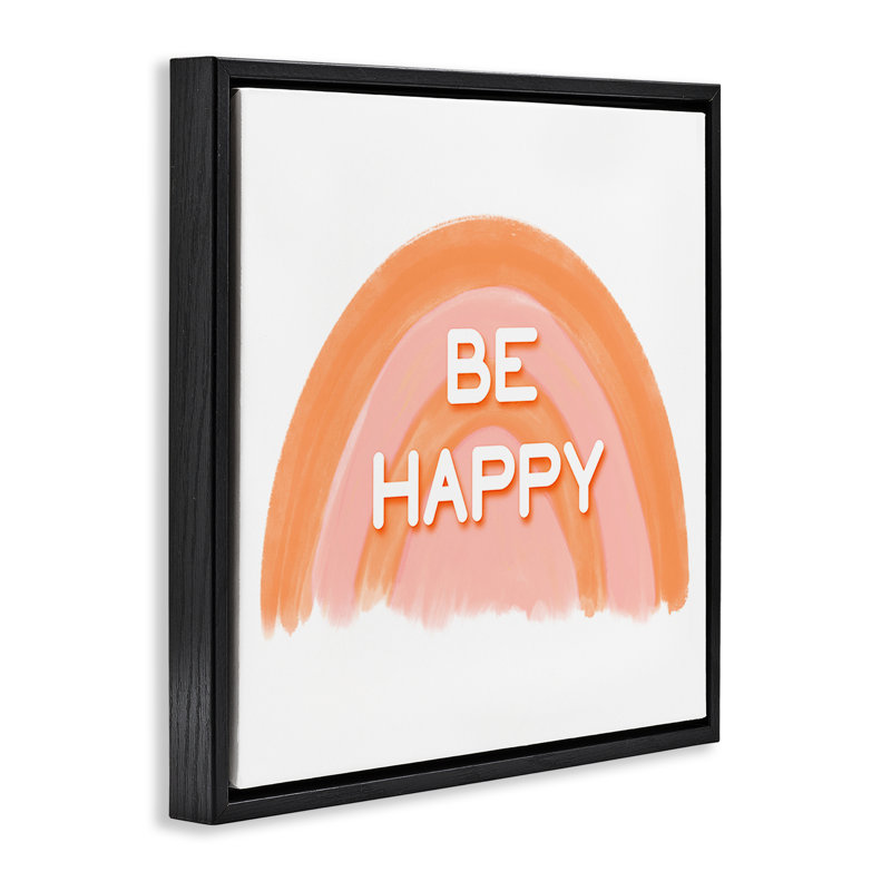 «Orange Be Happy», art mural encadré par Amber Clarkson, Cadre flottant noir de jais, H 18 po x l 18 po