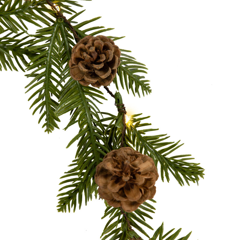 Pre-Lit B/O Pinecone And Pine Christmas Garland - 4.75' - Warm White Lights