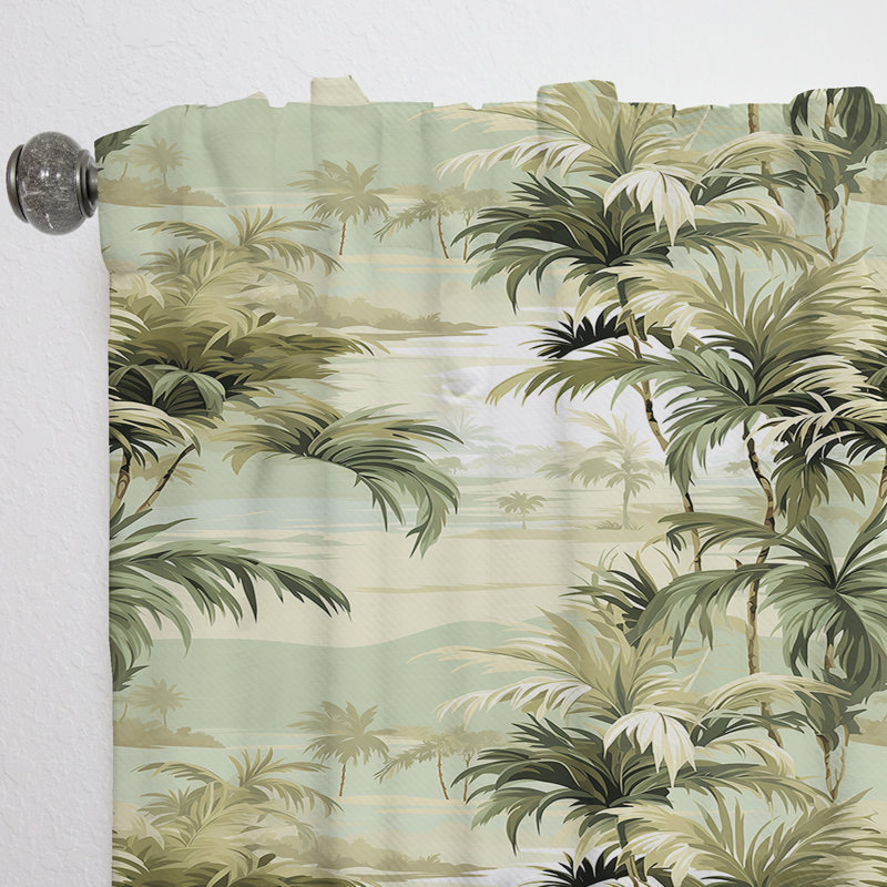Motif côtier Palmal Coastal - Rideau floral - Velours obscurcissant - 1 panneau, L 52 po x L 95 po