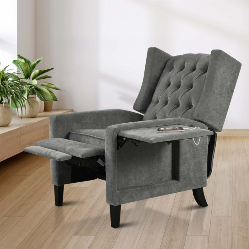 Fauteuil inclinable manuel réglable WingBack avec table d'appoint pliable, ports de charge USB pour un confort et une commodité modernes