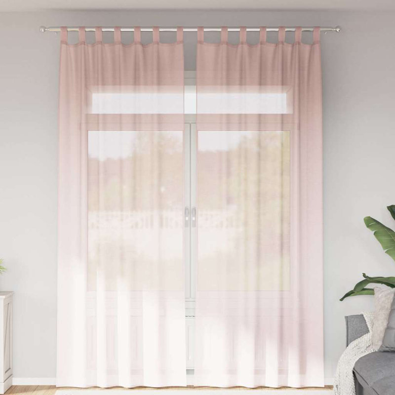 Voile Curtains With Tab Top 2 Pcs, Light Pink, 140cm Width x 260cm Drop