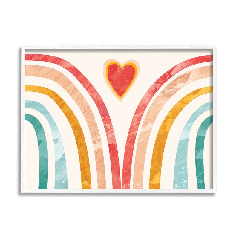 Décoration murale pour enfants «Claar Collage Rainbow Heart», H 24 po x l 30 po x P 1,5 po, Giclée encadrée blanc bord de mer