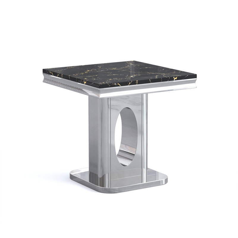 Table de bout Burdell Et0232, Noir, noir, noir, noir, Argent argent