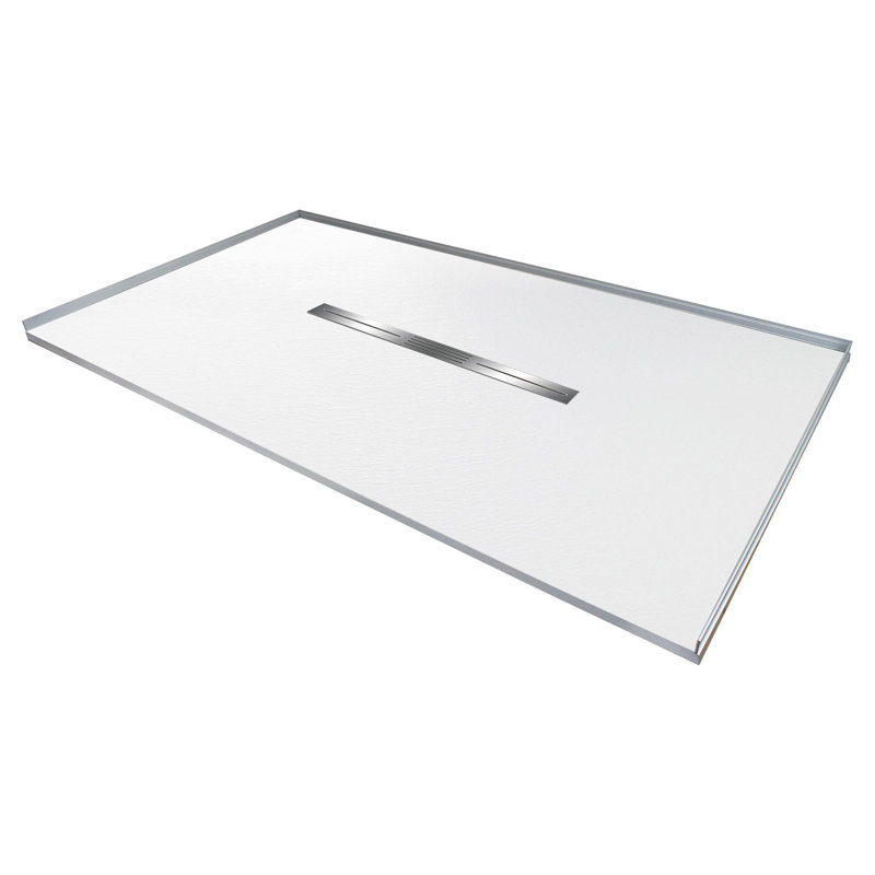 Transolid Trimslate 60-in x 36-in Zero Threshold Shower Base with Center Drain, White