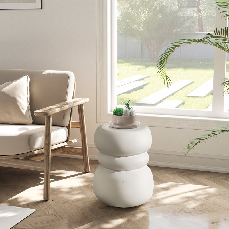 33x47cm Side Table Organic Magnesium Sofa Table, White