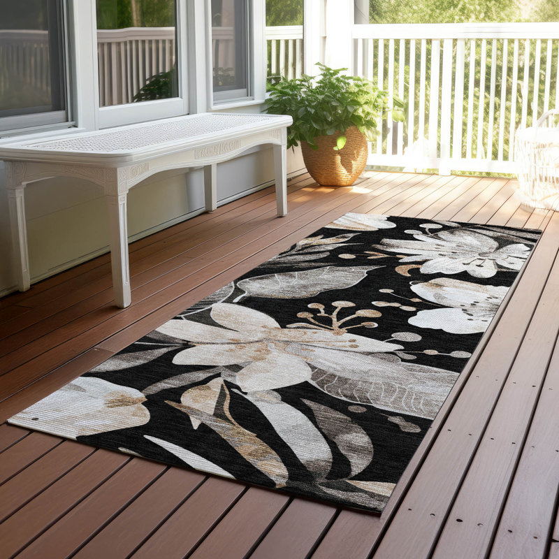 Machine Washable Indoor/Outdoor London ACN2260 Floral Rug, Tapis de couloir 2 pi 3 po x 7 pi 6 po