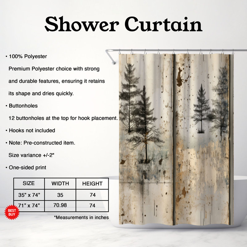 Rideaux de douche Winter Branches - Premium, H 74 po x l 71 po