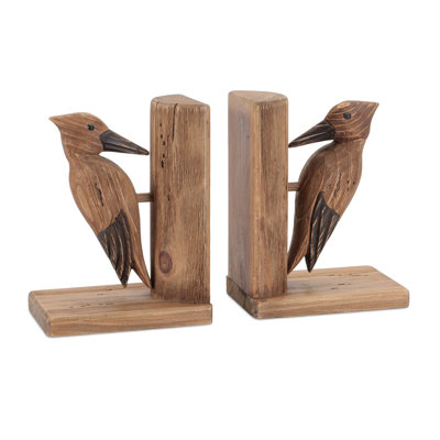 Serre-livres pin en bois (ensemble de 2)