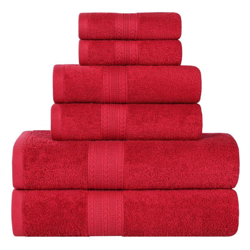 Ensemble de 6 serviettes de bain en coton écologiques à séchage rapide Hannu 450 g / m², Canneberge