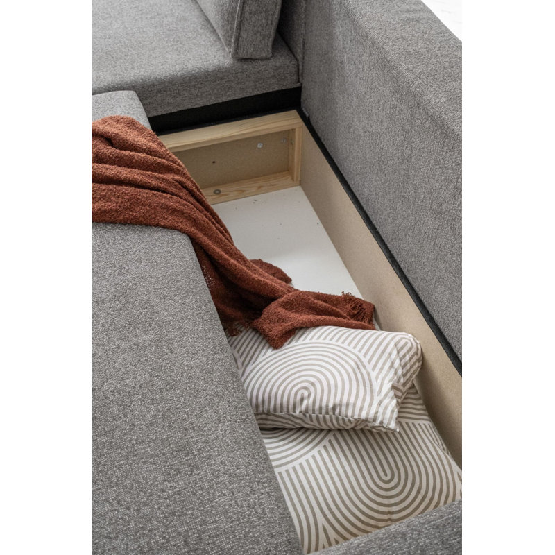 Brave Dave 6 Seater Corner Sofa Bed Chenille, Grey