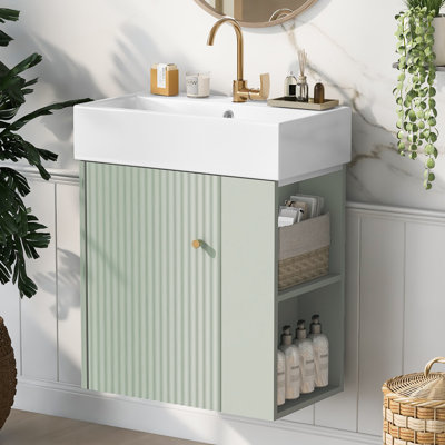 Meuble-lavabo flottant moderne avec lavabo en céramique 21,6 po Mahyar