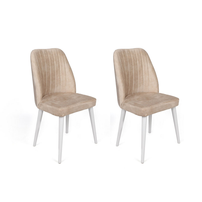 Ensemble de chaises (2 pièces), Blanc, Beige, 2