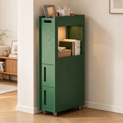 Armoire de rangement roulante en bois d'hévéa avec tiroirs