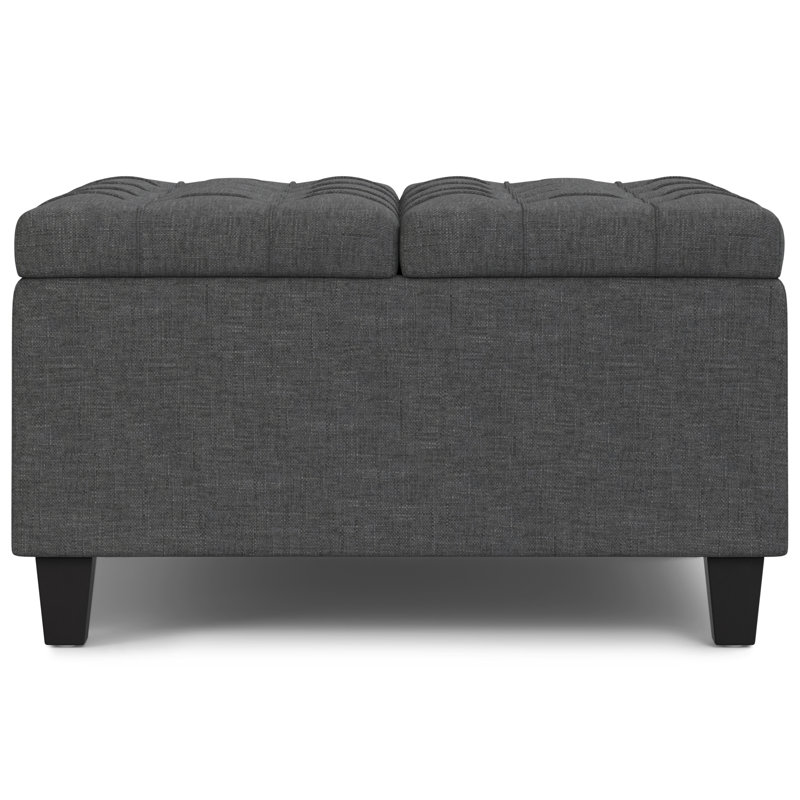 Slate Grey 30" Tufted Cocktail Storage Ottoman