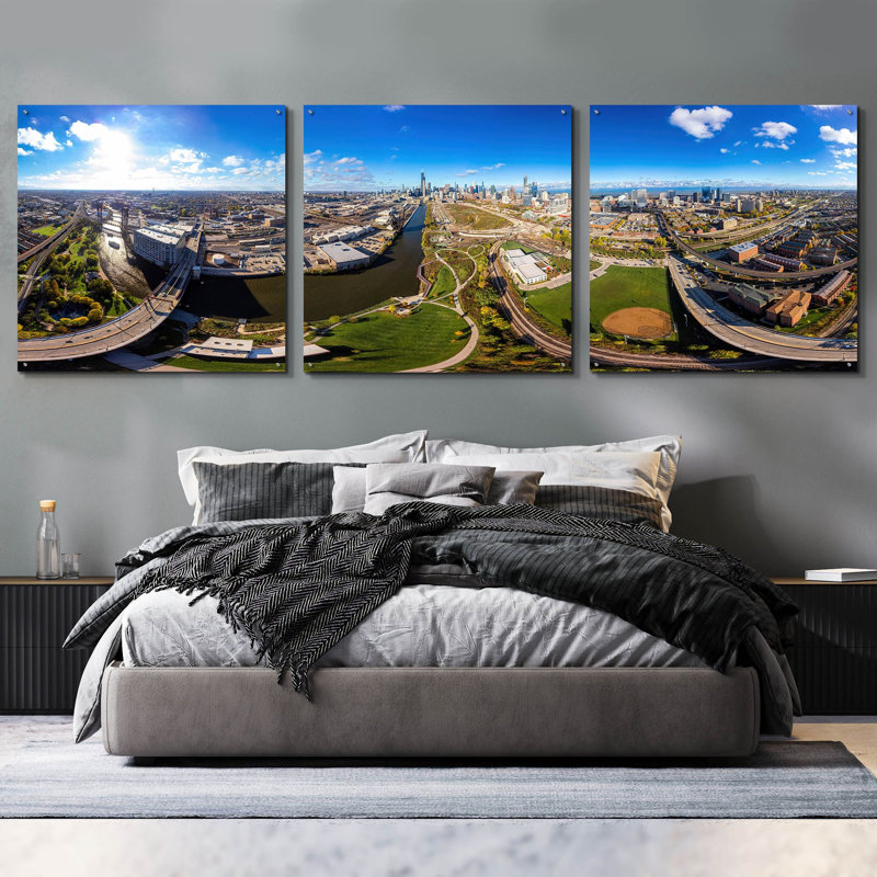 «Chicago Views» par Epic Portfolio, art mural en verre acrylique, ensemble de 3 pièces, H 36 po x l 108 po