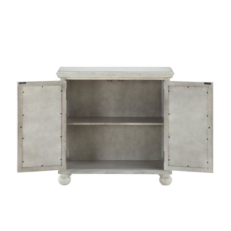 Commode décorative moderne et moderne en blanc antique avec porte miroir à finition classique et poignées décoratives