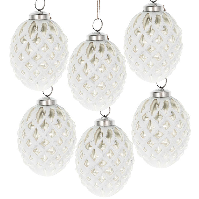 Boules de Noël en verre - cintres décoratifs pour fêtes et arbre, H 4,2 po x l 3,8 po x P 3,8 po, 6