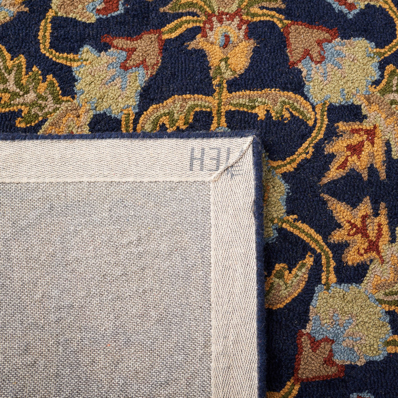 Ferrera Oriental Handmade Tufted Wool Navy Area Rug, Rectangle 8' x 10'