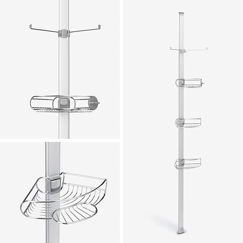 Stainless Steel Adjustable Tension Pole Shower Caddy