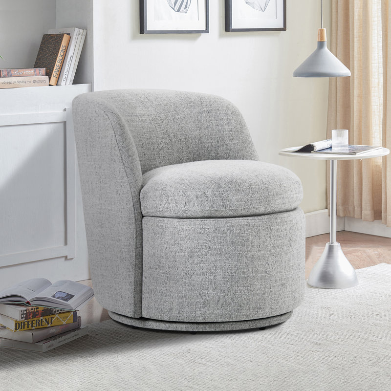 Fauteuil demi-tonneau pivotant Estes, Nathan gris performance tweed