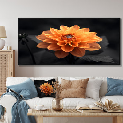 Dahlia noir et jaune en photo monochrome - art mural Dahlia