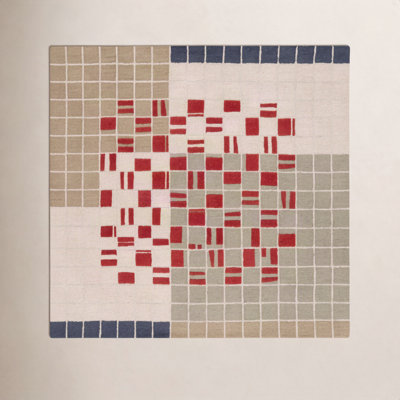 Elswick Gray Red Hand-Tufted Geometric Wool Rug