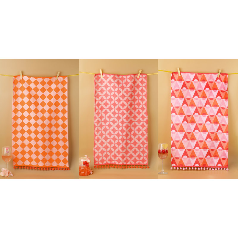 Ensemble de serviettes de cuisine à motif géométrique Bright