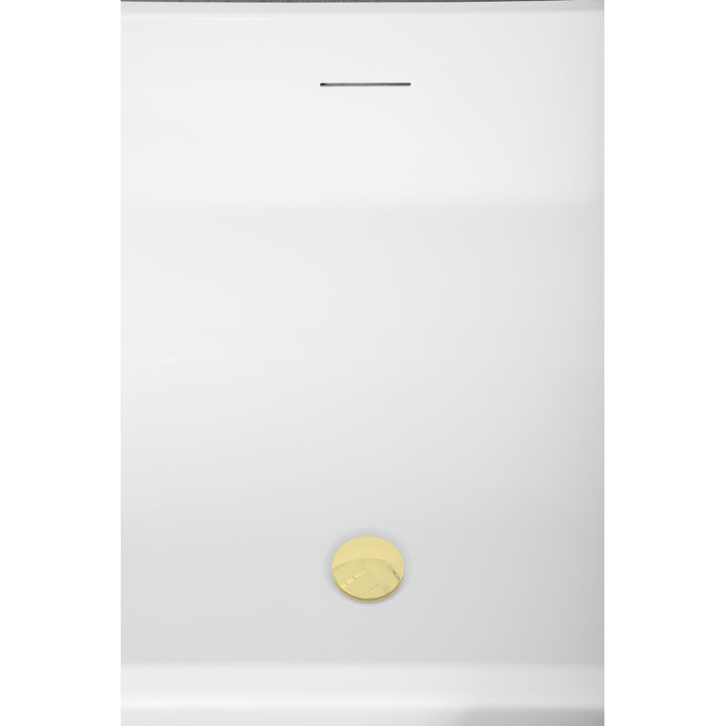 51" Streamline Soaking Freestanding Tub and Tray With Internal Drain, Polished Brass
