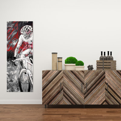 Professional Red Cyclist Canvas - Scenic White Hobbies Decor