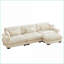 Canapé modulaire, canapé modulaire en L en velours crème avec repose-pieds mobile Accoudoirs renforcés pour le salon | Velours | Crème