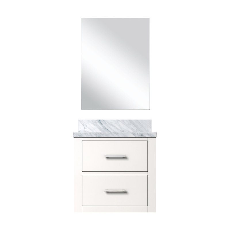18 po Meuble-lavabo blanc D avec comptoir en acrylique et miroir - structure en bois massif, Blanc