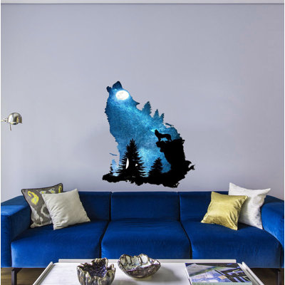 Décalcomanie murale loup de lune