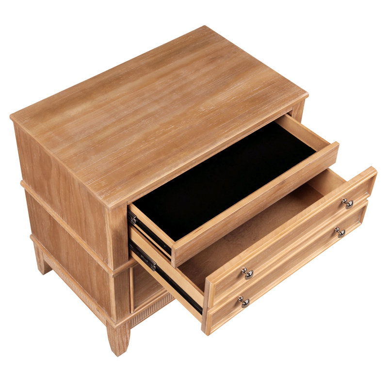 Hazel Set of 2 Rustic 3-Drawer Side Tables for Living Room, Hallway or Entryway with Hidden Storage