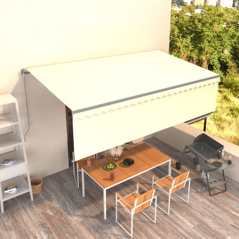 Dakota Fields 500cm W x 300cm D Polyester Cover Retractable Patio Awning, Cream