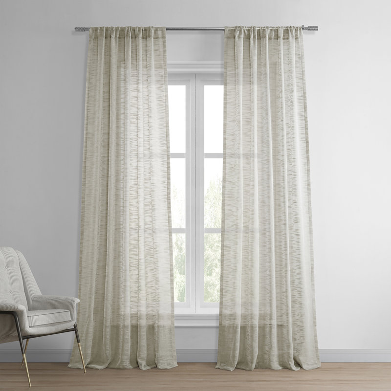 Deerk Open Weave Textured Sheer Curtains for Bedroom & Living Room Curtains - Single Panel Drapes, 50" W x 84" L, Gray