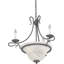 Lustre 6 lumières en argent antique avec bol en verre albâtre Toledo