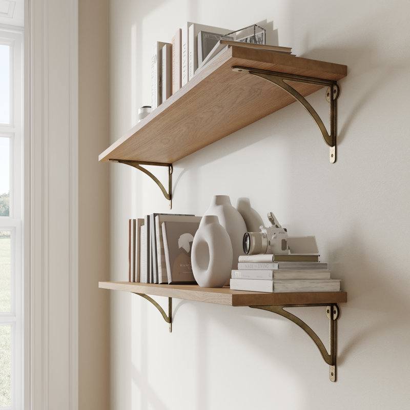 Modern Sleek Shelf Bracket BK-IR8207 from RCH Supply Co, Antique Brass, 7" H x 0.9" W x 10" D