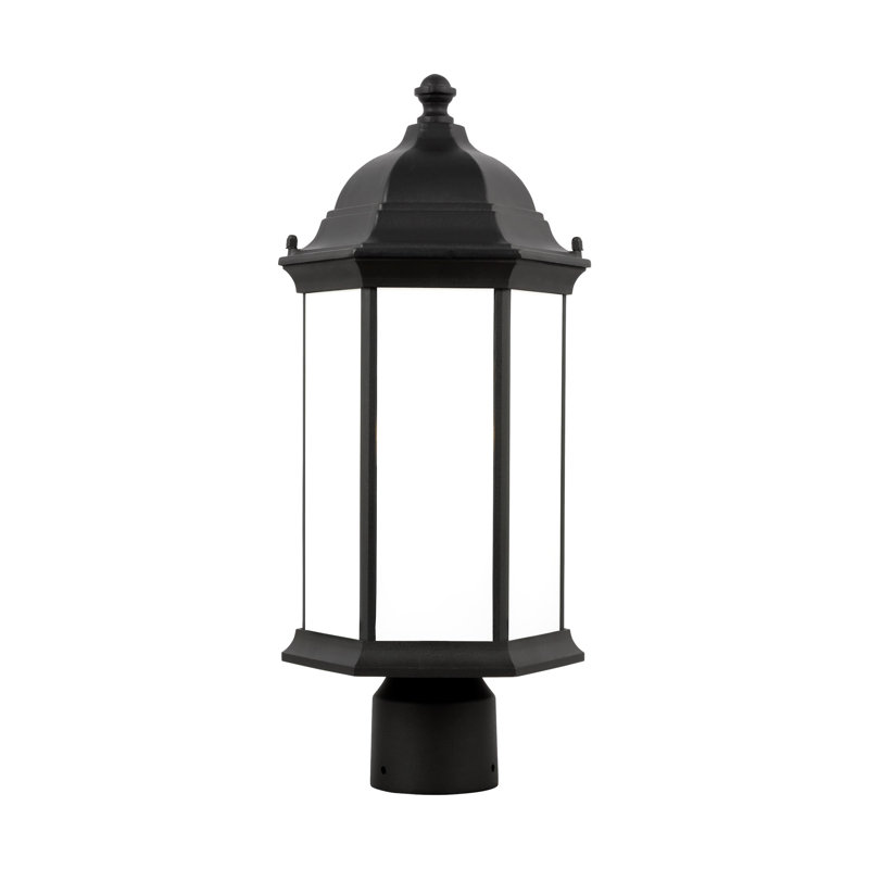 Sevier Medium One Light Outdoor Post Lantern from Generation Lighting , Black/Frosted, Black