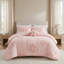 Ensemble d'édredon en chenille touffeté à motif floral rose, ensemble de literie pour lit double / grand réversible 4 pièces avec coussin décoratif floral, antimicrobien
