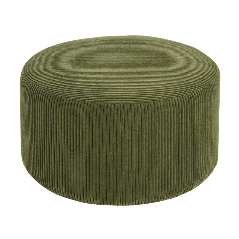 Repose-pieds rembourré rond, Vert olive, Velours côtelé