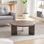 Élégante table basse ronde en bois avec pieds en métal-417497870-417497856